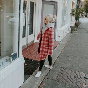 Vintage Red Plaid Women's Coat